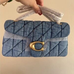 Coach Blue Quilted Bag with Gold Accent